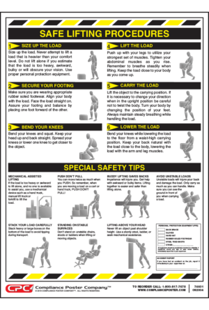 Federal Safe Lifting Poster - Compliance Poster Company