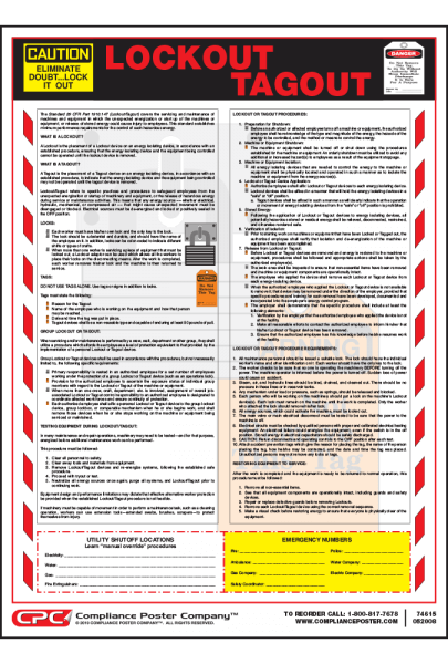 OSHA Lockout/Tagout Poster - Compliance Poster Company