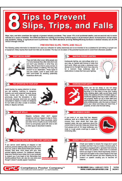 Slips Trips and Falls - Fall Prevention Poster