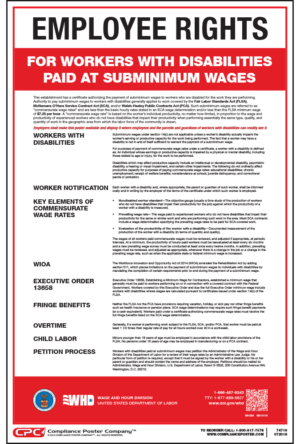 Federal Notice to Workers with Disabilities Poster