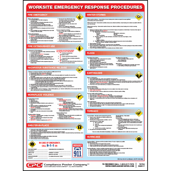Federal Worksite Emergency Response Procedures Poster