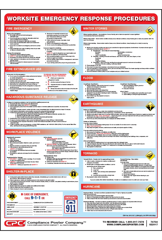 Federal Worksite Emergency Response Procedures Poster - Compliance ...
