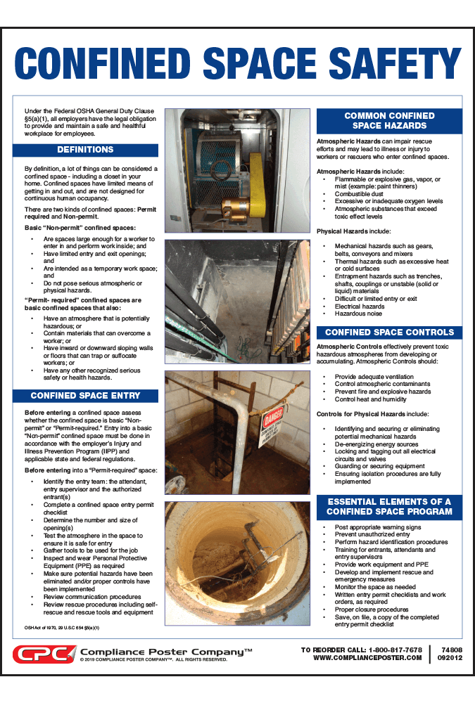 OSHA Confined Spaces Safety Poster