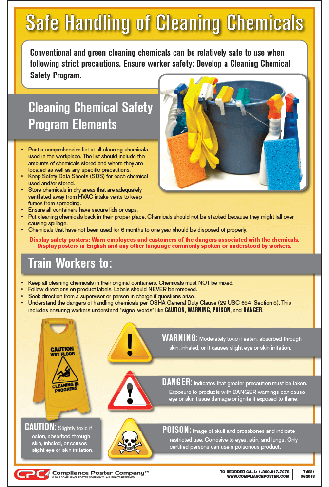 Cleaning Chemical Safety Poster Safety Poster For Janitors