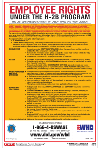 Employee Rights Under H-2B Poster - English
