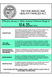 arizona minimum wage wages poster families act fair healthy posters