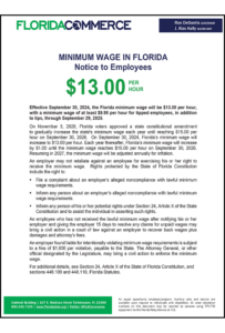 2019 Florida Minimum Wage Notice Now Available - Mandatory Poster Update