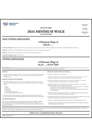 Ohio 2021 Minimum Wage Poster - Peel 'N Post for English Poster