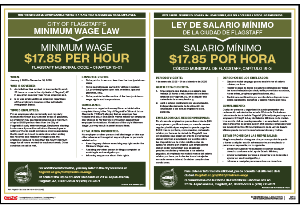 2021 Flagstaff Minimum Wage Poster - Bilingual