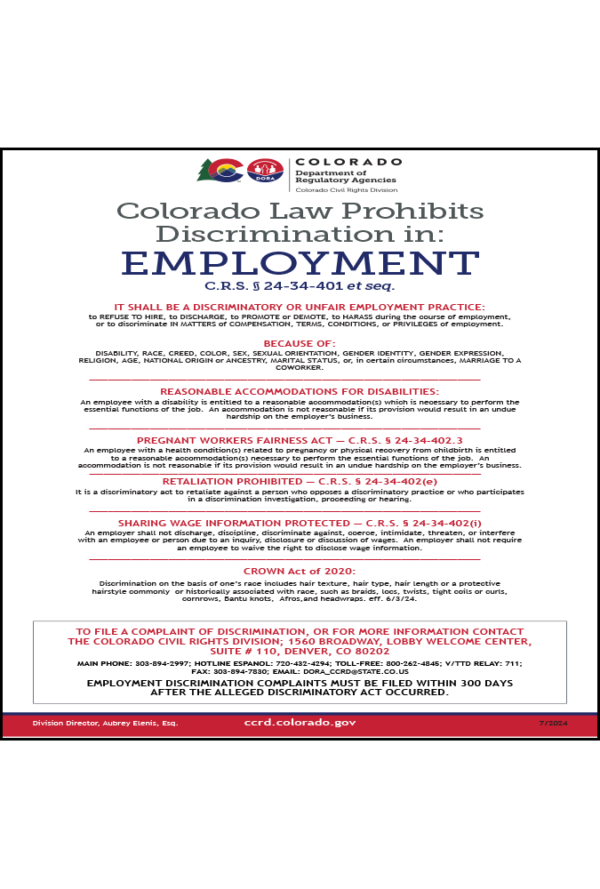 2016 Colorado Anti-Discrimination Peel 'N Post