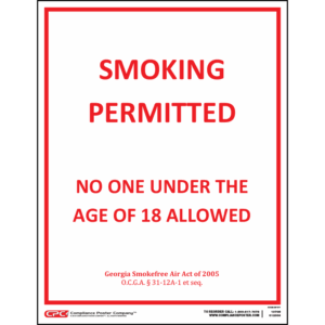 Georgia Smoking Permitted 18+ Poster