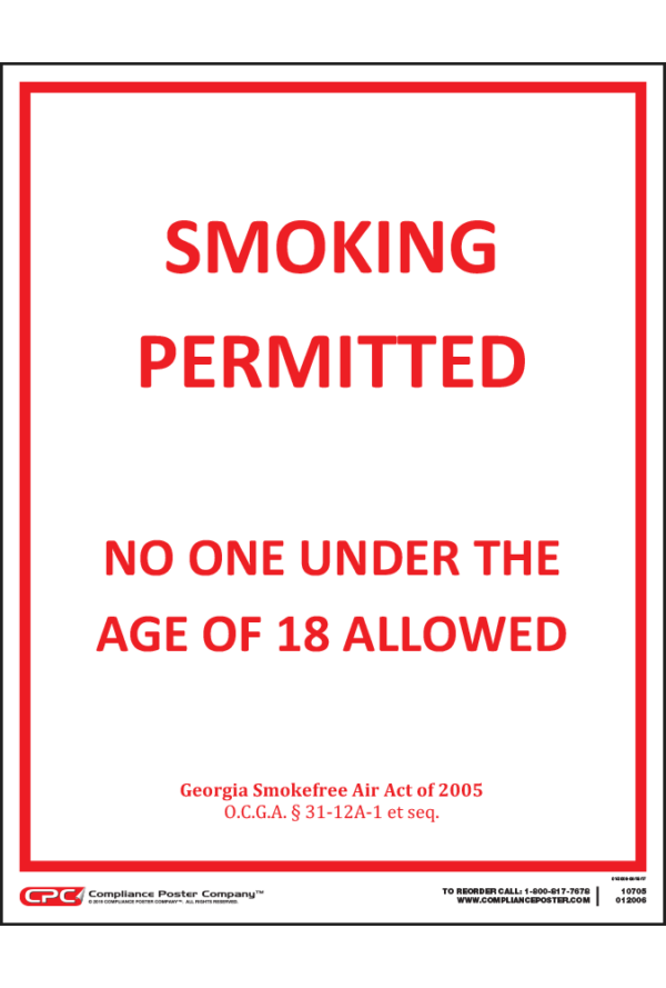 Georgia Smoking Permitted 18+ Poster