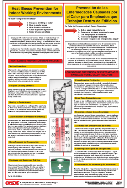 Indoor Heat Stress Illness Prevention Poster | Free Shipping $50+