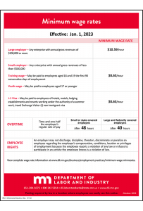 2019 Minnesota Minimum Wage Peel 'N Post for English Mobile Poster Pak