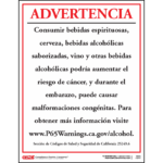 California Prop 65 Alcoholic Beverage Exposure Warning Sign