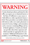 California Prop 65 Dental Care Exposure Warning Sign - English