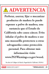 California Prop 65 Raw Wood Exposure Warning Sign - Spanish