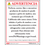 California Prop 65 Raw Wood Exposure Warning Sign - Spanish