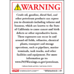 California Prop 65 Petroleum Products Exposure Warning Sign - English
