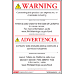 California Prop 65 Food Product Cancer Warning Sign