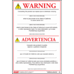 California Prop 65 Food Product Multiple Carcinogens/Reproductive Toxicants Warning Sign