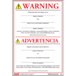 California Prop 65 Environmental Exposure Single Reproductive Toxicant Warning Sign