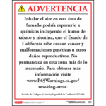 California Prop 65 Designated Smoking Area Exposure Warning Sign - Spanish