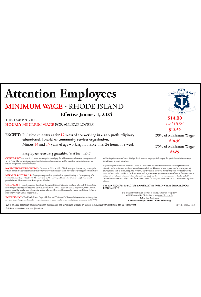 2025 Rhode Island Minimum Wage Peel 'N Post Update Sticker