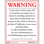 California Prop 65 Restaurants Warning Sign