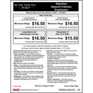 New York Apparel Industry Employees Wage Order