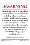 California Prop 65 Designated Smoking Area Exposure Warning Sticker