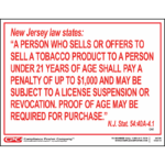 New Jersey Tobacco Proof of Age Poster