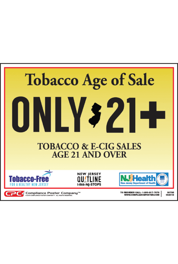 New Jersey Tobacco Age of Sale Poster