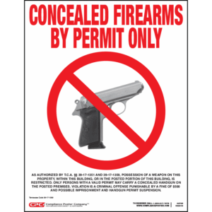 Tennessee Concealed Firearms Poster