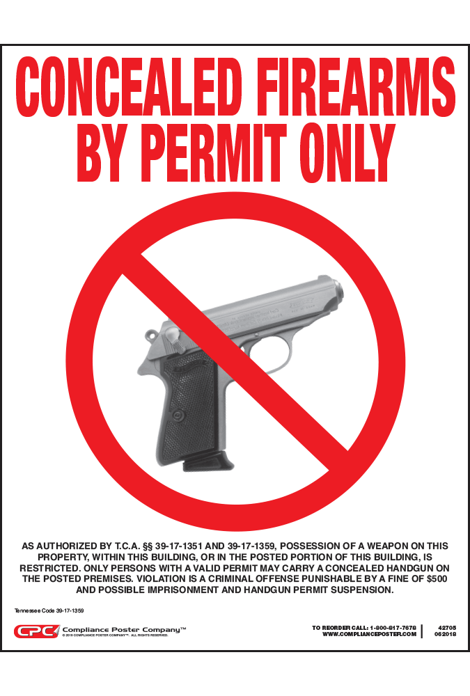 Tennessee Concealed Firearms Poster