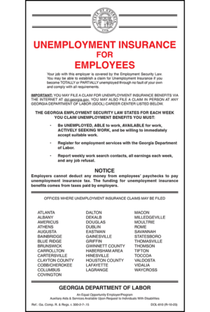 2018 Georgia Unemployment Notice Peel 'N Post