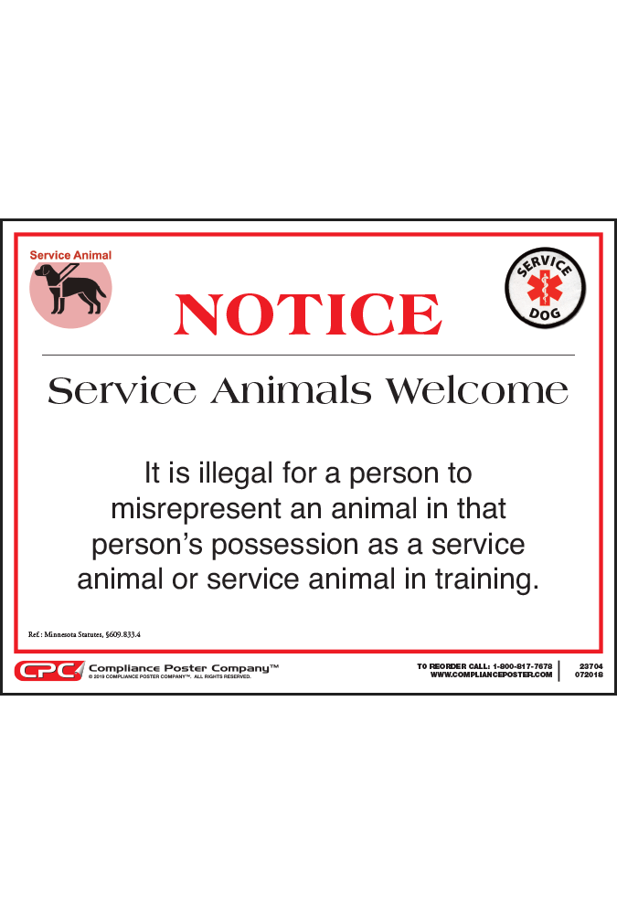 Minnesota Service Animals Poster - Compliance Poster Company