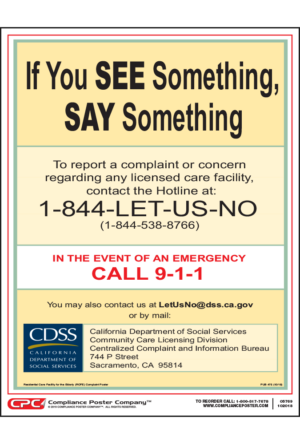 California Residential Care Facilities for the Elderly Complaint Poster