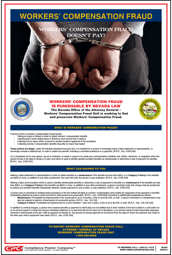 Nevada Workers' Compensation Fraud Poster
