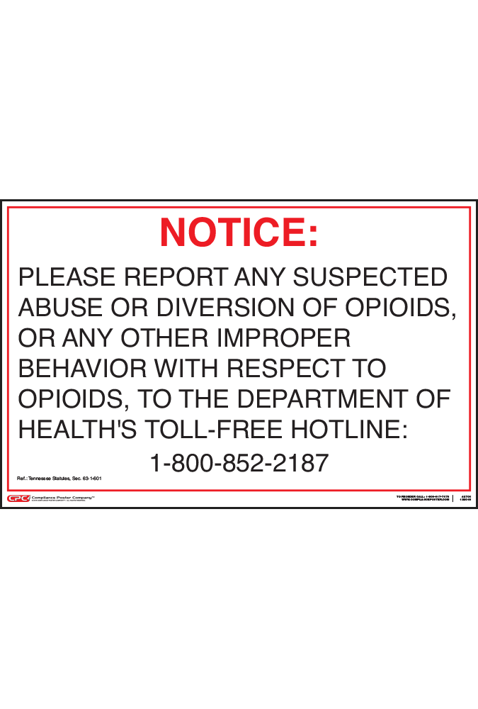 Tennessee Opioid Reporting Poster