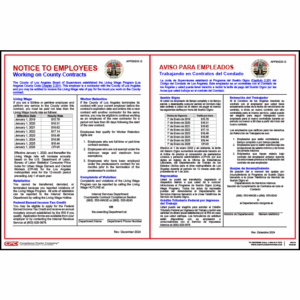 Los Angeles County Contractor Living Wage Poster