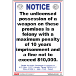 Texas Handgun Warning Poster