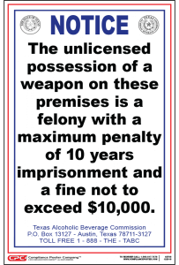Texas Handgun Warning Poster