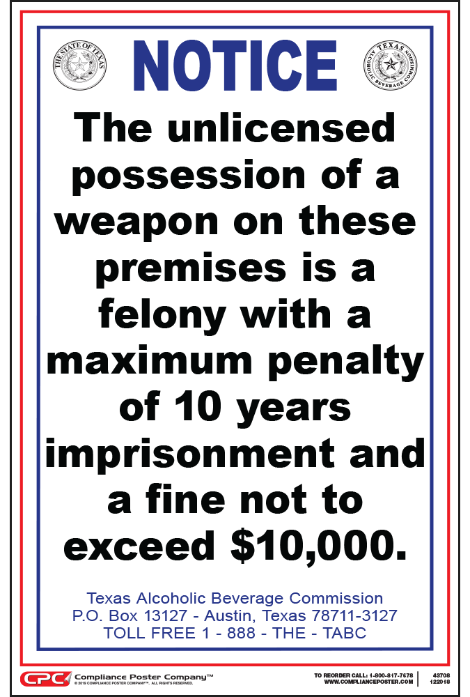 Texas Handgun Warning Poster