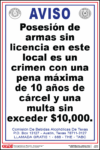 Texas Spanish Handgun Warning Poster