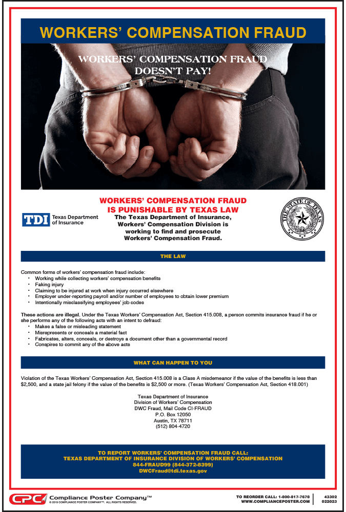 Texas Workers' Compensation Fraud Poster