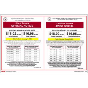 Sonoma, CA Minimum Wage Poster