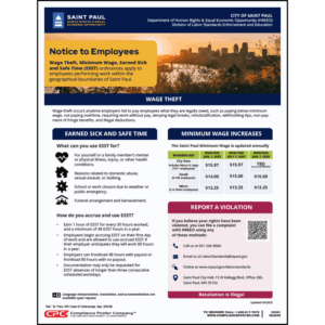 Saint Paul MN Minimum Wage Posters
