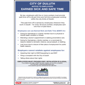 City of Duluth, MN Earned Sick and Safe Time Poster