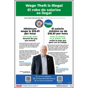 City of Denver, CO Minimum Wage & Civil Wage Theft Poster